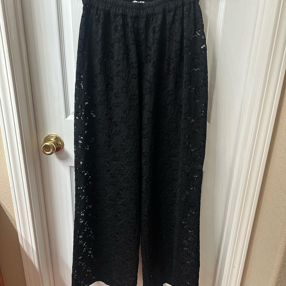 DISSH Black Lace Wide Leg Pants